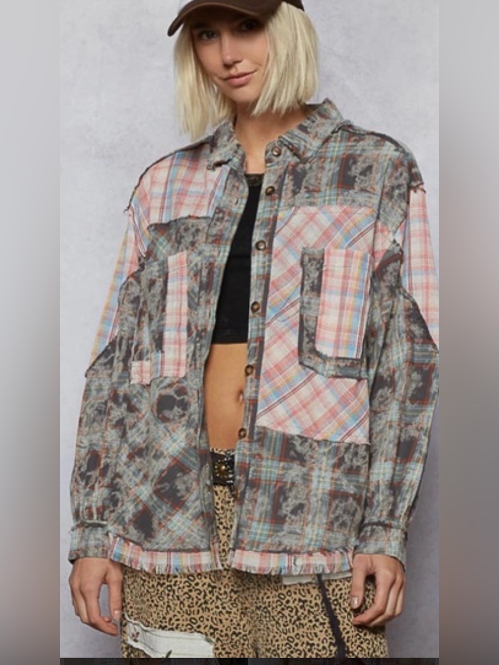 200🌟 POL Rebel Roots Plaid Flannel Button Down Shirt/Shacket.